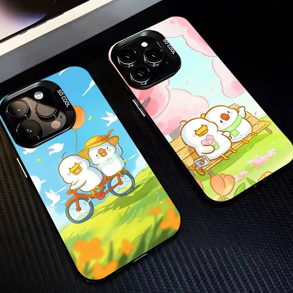 

Cute Doubao Duck Phone Case For iPhone17,16,15,14,13,12,Pro Max Black Colorful Phone case