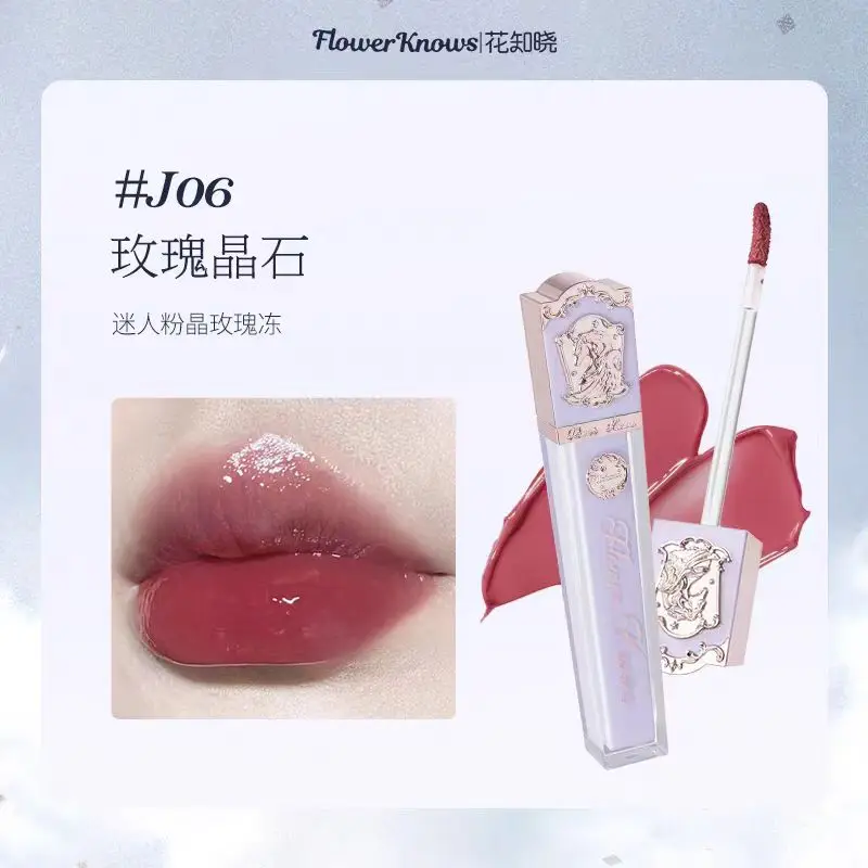 Flower Knows Unicorn Series Crystal Lip Glaze Long Lasting Moisturizing Liquid ลิปสติก Mirror Jelly Gloss Lip Balm Lip Makeup