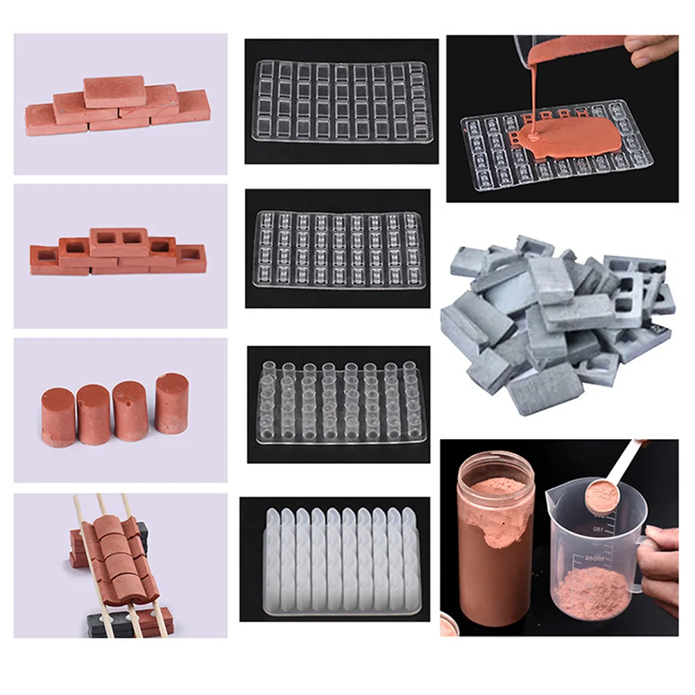 

1Set DIY Sand Table Brick Mold Mini Brick Making Materials Silicone Durable Tool for DIY Sand Table Accessories and Micro