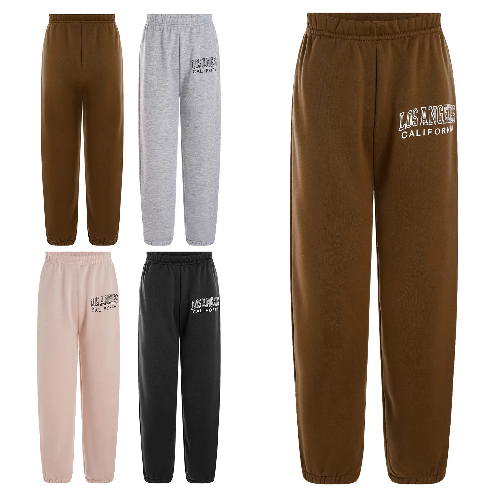 1-8Y Pantaloni sportivi per ragazze per bambini Pantaloni casual in pile elastico in vita Lettere stampati Pantaloni sportivi per allenamento Corsa Esercizio