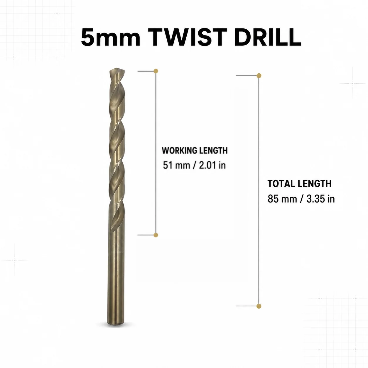 HSS 5mm Straight Shank Twist Drill Bit for Electric Drill Wood Plastic Hole‑Making