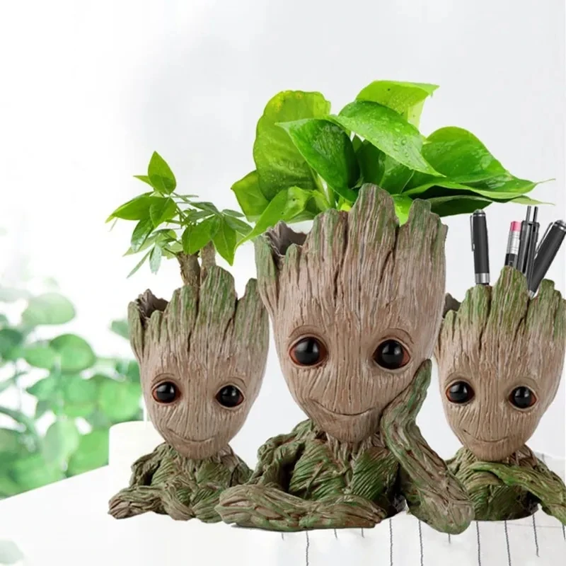 Home Garden Decoration Groot Flower Pot Baby Tree Man Miniature Model Anime Figure Ornament Home Supplies Crafts Kids Toys