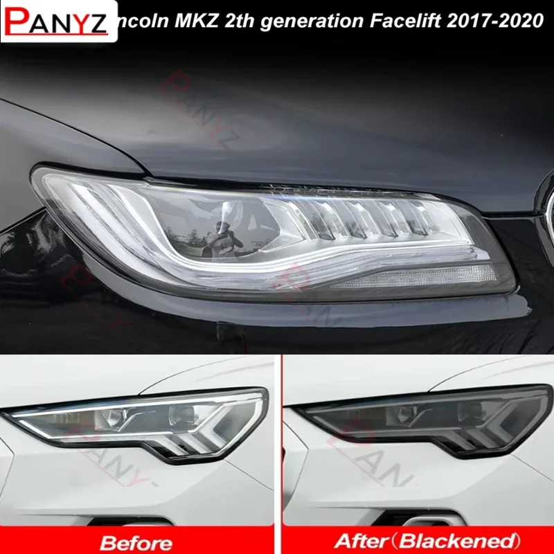 Película protectora para faros de coche, pegatina de TPU negra transparente para Lincoln MKZ 2017 2018 2019 2020, accesorios, 2 uds.