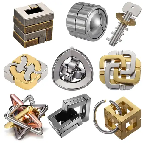 Puzzles Difficult Metal Brain Teaser Puzzles for Adults Kids Magic Baffling IQ Logic Test Disentanglement Game Fun Challenge