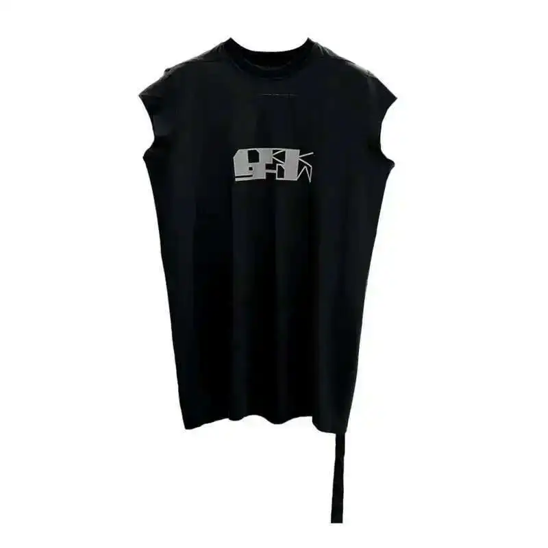 HKSH Summer New Men's Tide Dark Cotton Vest Techwear RO Style Letter Printed Ragged Edge Loose Large Tank Tops Chic Tees HK2029