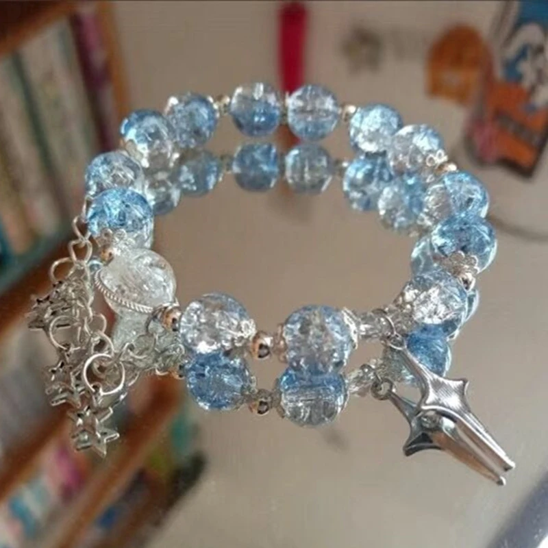 Star Pendant Tassels Bracelet Trend Sweet Crystal Beaded Bracelet For Women Girls Fashion Light Luxury Jewelry Gifts image 3