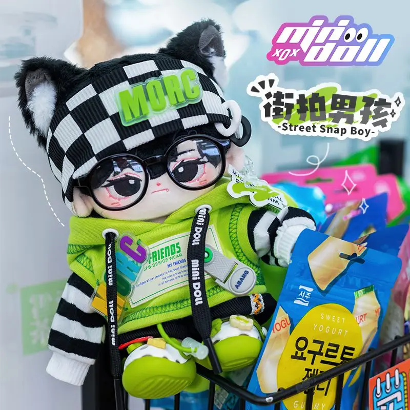 

Handmade 5pc/set Street Shooting Cool Boy Suit 20cm No Attribute Doll Clothes Hooded Sweatshirt Shorts HairTie Dolls Outfit