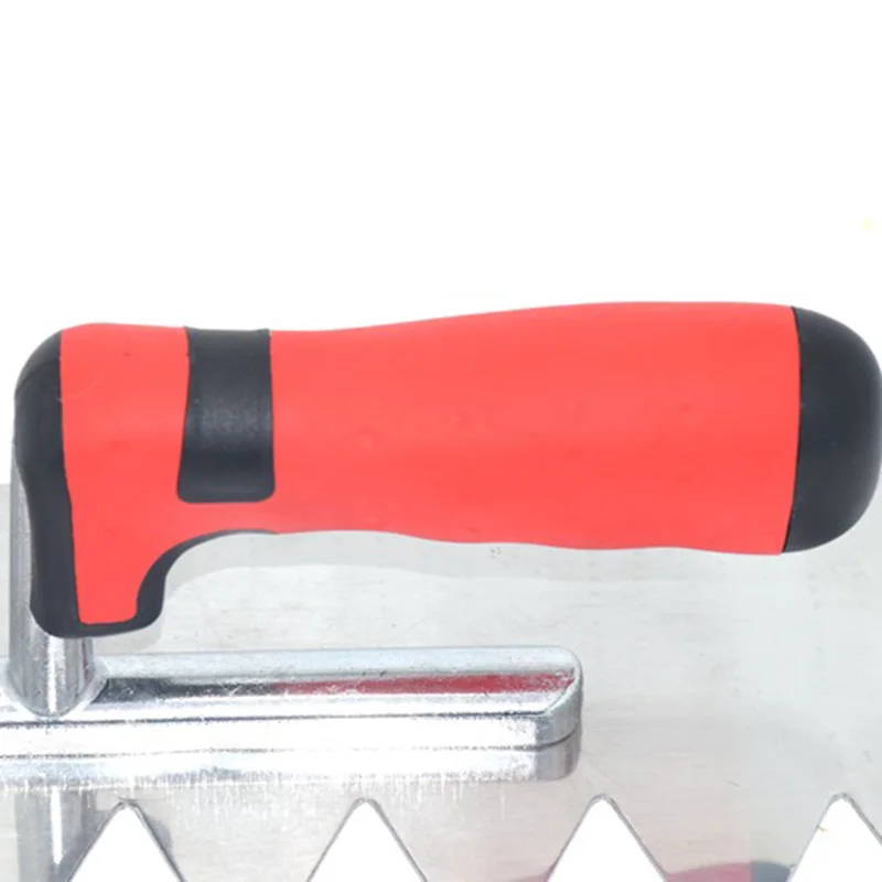 Red plastic handle Stainless steel blade Left 35 x 35mm cusp teeth 11 inch concrete trowel bricklaying tools trowel tool