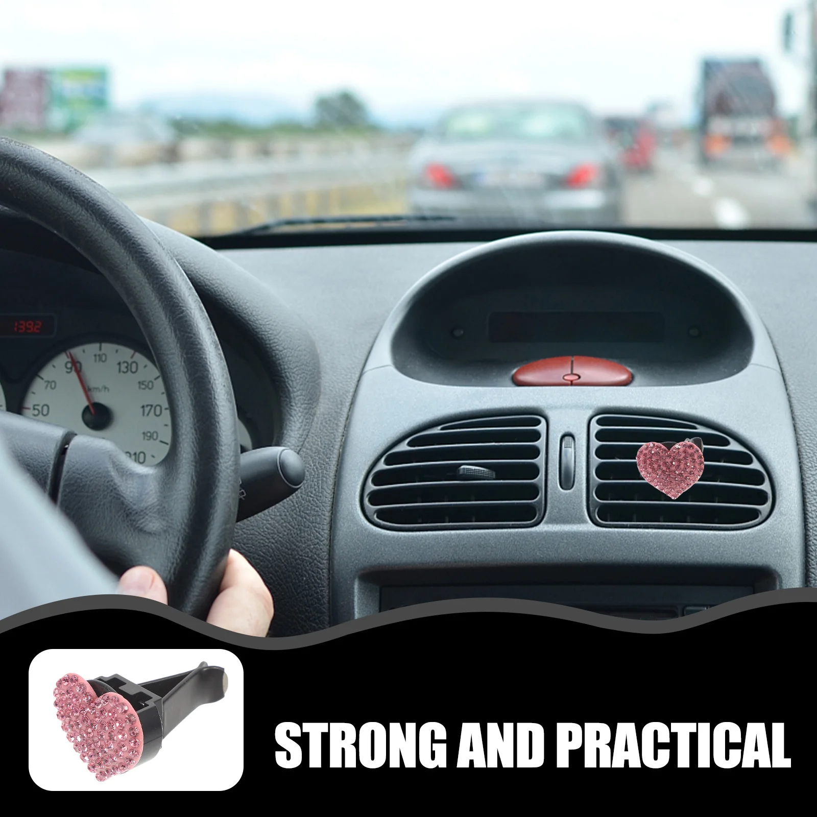 

4Pcs Car Vent Decorative Clips Rhinestone Heart Flower Car Air Freshener Clip Aromatherapy Auto Interior Dashboard Decorations