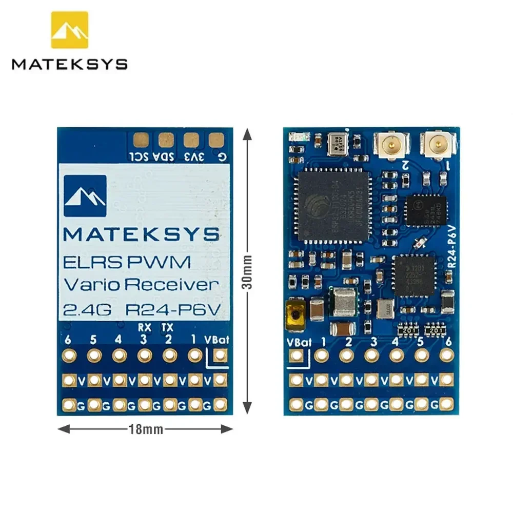 MATEK MATEKSYS R24-P6V EXPRESSLRS 2.4GHZ PWM VARIO Receiver 2.4GHz ISM 22.5dbm (180mW) for RC FPV Drone