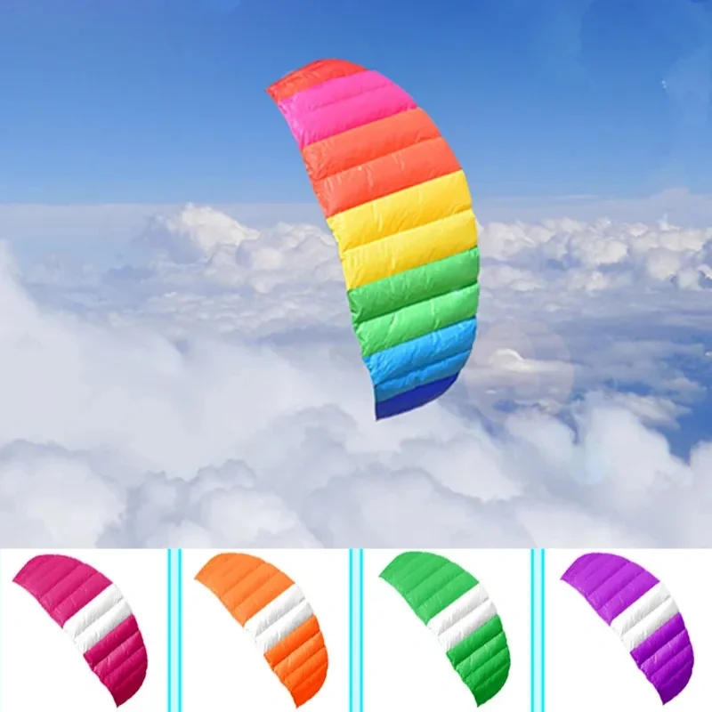 

free shipping 210cm dual line sport power kite flying for new beginner parachute rainbow umbrella inflatable games professional