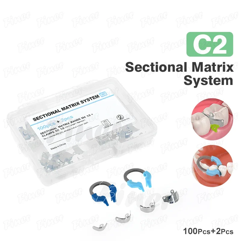 

C2 Dental Matrix Band Clamp Ring Sectional Matrix Bands Sectional Contoured Dental Matrix System Clip Ring Dental Matrices