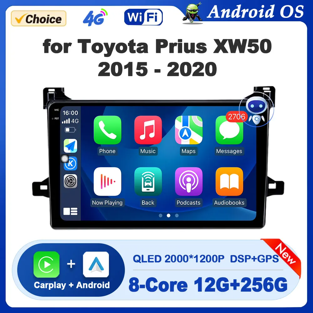 

for Toyota Prius XW50 2015 - 2020 Android OS Car Radio Video Multimedia Player GPS Navi Audio DSP Stereo Autoradio 4G Auto Tools
