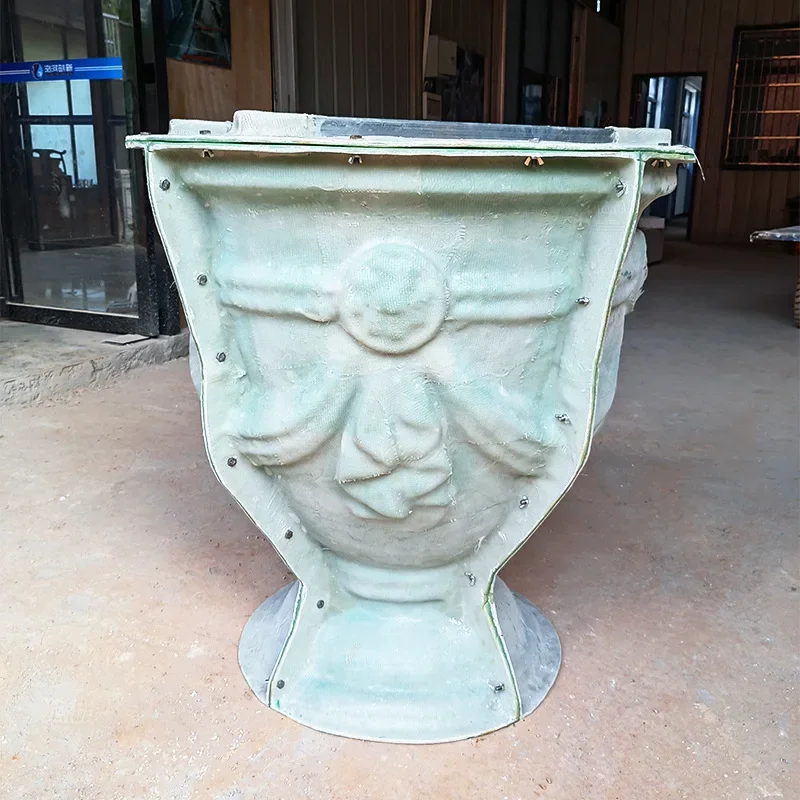 European bell-shaped imitation stone carving cement flower pot mold large green plant pot flower pot abrasive tool