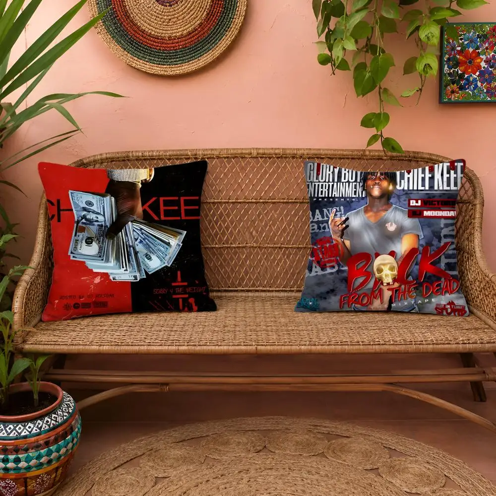 C-Chief KeefS Album Cover Cushion Cover 1pc Square Pillow Cover Soft Plush Fabric Removable Washable Sofa Chair Bed Decoration