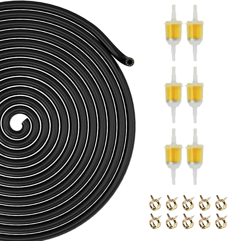 

Fuel Line Kit, 10 FT ID Engines Fuel Line Hose With Hose Clamps And Inline Fuel Filters Set For Mower Tractor Dirt Bike