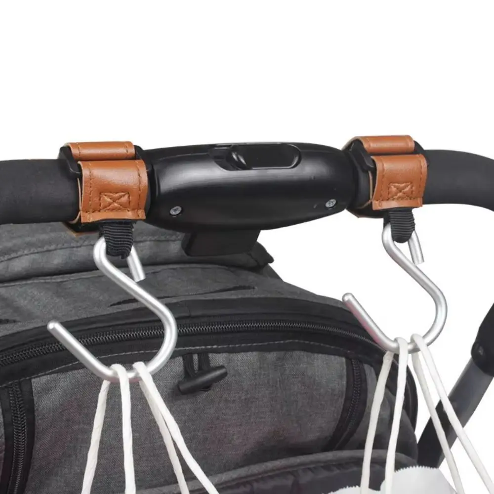 Cartoon S Shape Baby Stroller Hooks Solid Color PU Hanging Hook Stroller Accessories Cartoon Stroller Accessories Bicycle