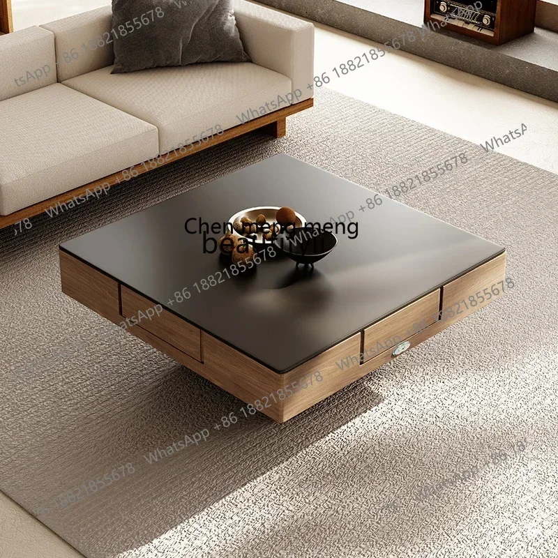 

178Mahjong table lifting coffee table rock slab dining table integrated dual-purpose household living room medium ancient style