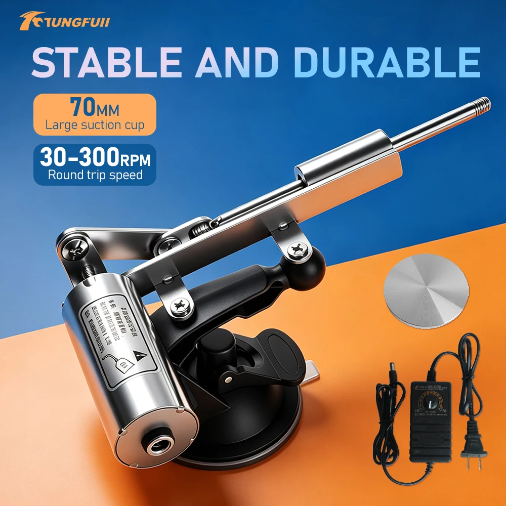 Tungfull Mini Linear Actuator 30-300RPM Adjustable Automatic Reciprocating Telescopic Motor with 70mm Suction Cup for DIY