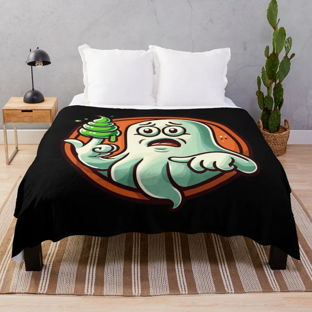 

Funny Booger Ghost Retro Cartoon Style Booger Throw Blanket Plaid warm for winter Blankets