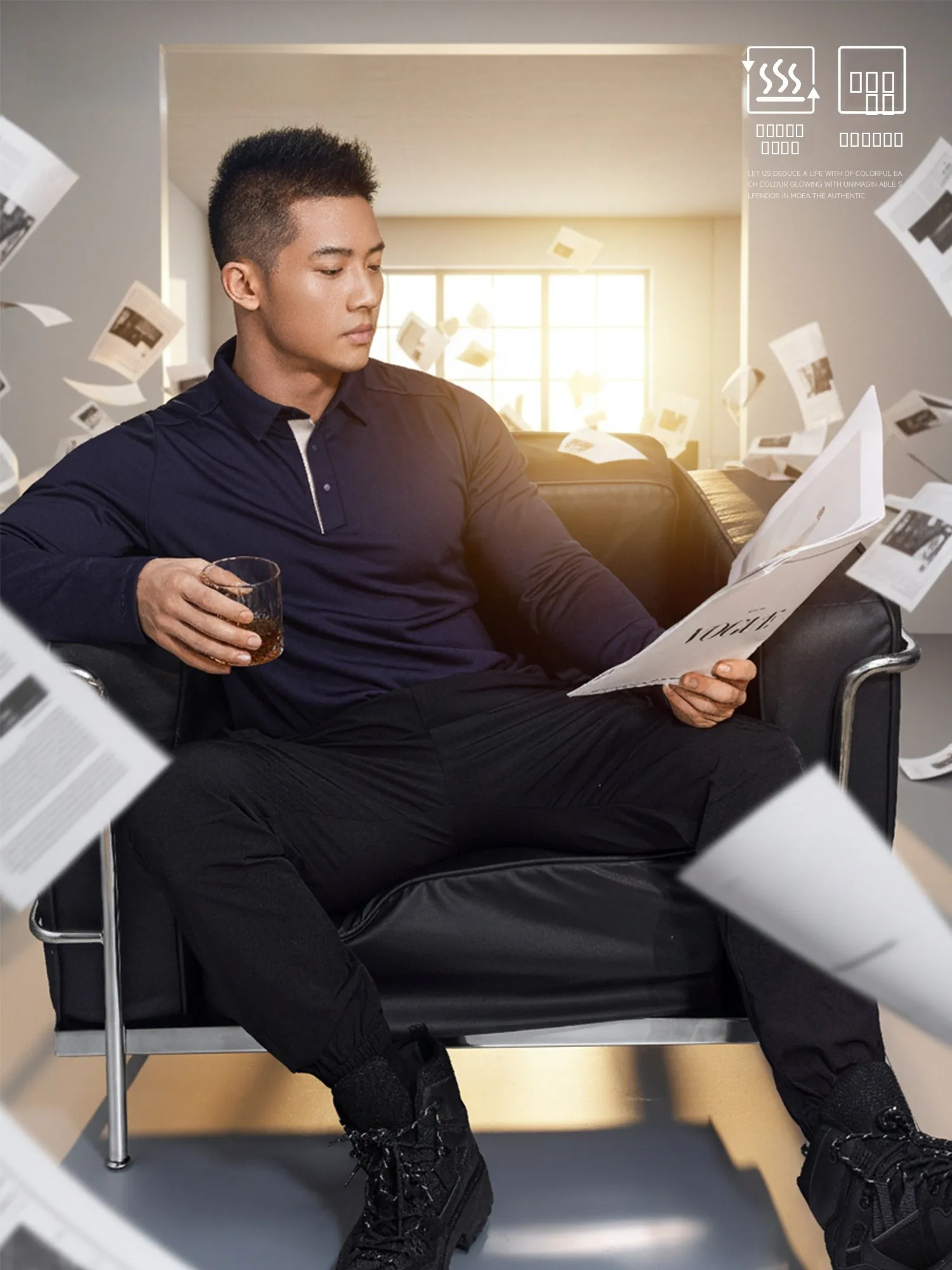 

MooCube Color Blo Long Sve irt Men's Sport Qui Dry Casual Busin Flip Collar Lightweight Paul T-irt