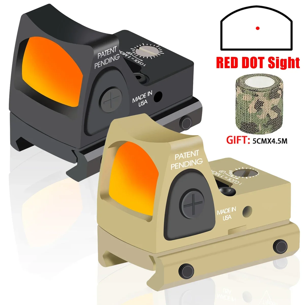 Tactical Red Dot Sight Collimator Glock Reflex Sight Airsoft / Hunting Pistol Scope AR15 Optics Rifle Scope for 20mm Rail Mount