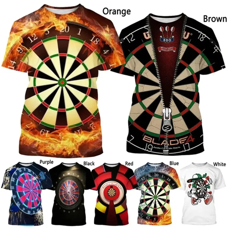 3d Printing Men's Dart Board T-shirt Tees Dart Throwing Game T Shirt Summer Casual Short-sleeved Loose Plus Size Tshirts Tops