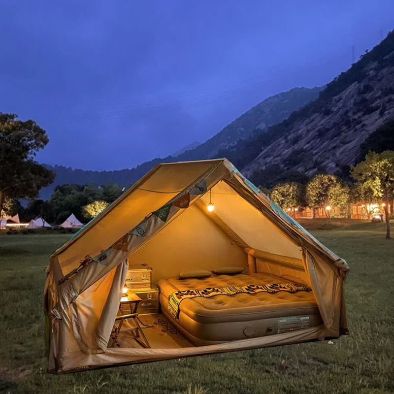

Wholesale Outdoor 2 Persons Family Cabin Inflatable Tent Portable PVC Oxford Fabric Rainproof for Camping Adventures
