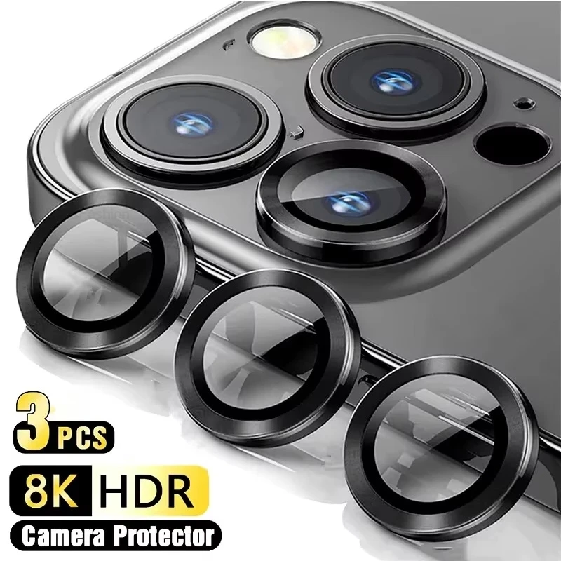 3-1 Stück Metall-Kameraobjektivschutzglas für iPhone 16 Pro Max 17 11 14 15 Pro Max Plus 12 13 Mini Handy-Objektivschutz aus gehärtetem Glas