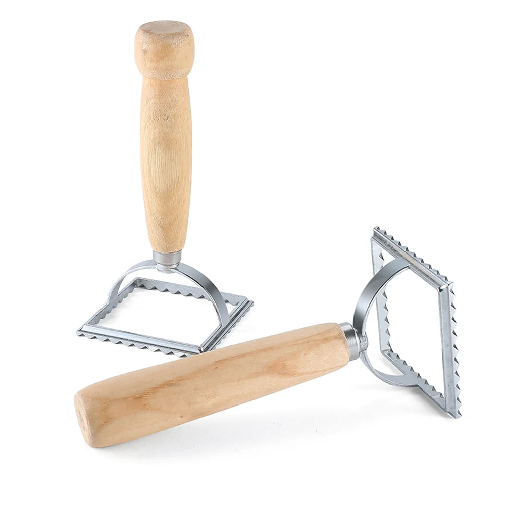 

Square Lace Biscuit Mold Small Size Wooden Handle Cutter Mold Stainless Steel Biscuit Cutter for Dumpling Cake