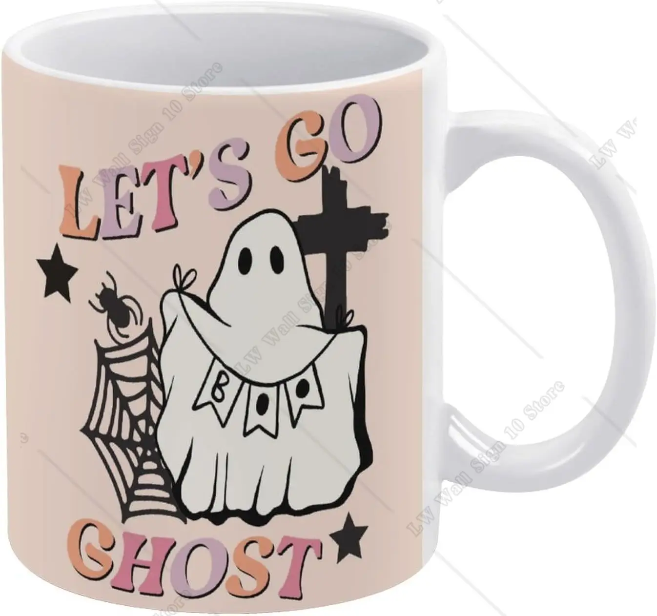 Ghost Halloween Quote Coffee Mug Cobweb Ceramic Mug Drinking Cup with Handle Coffee Milk Cup 11oz for Office Home DIY Gift