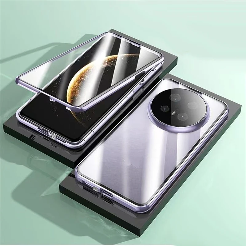 

For Huawei Mate 30 70 60 50 40 80 Pro Double Sided Tempered Glass Phone Case Magnetic Adsorption Metal Bumper Cover Cases
