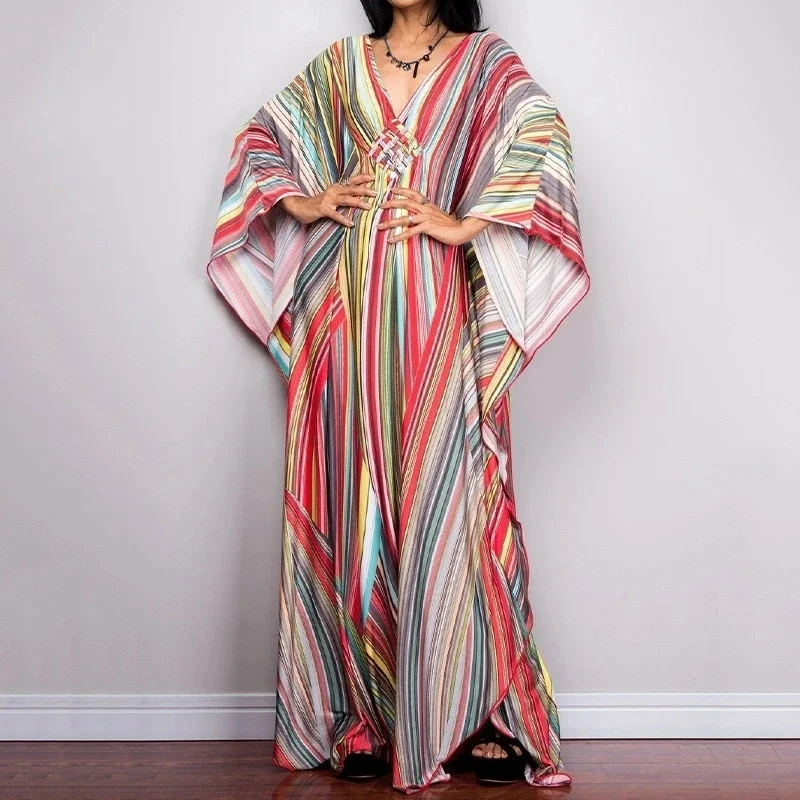 

Fashion Maxi Long Dress Summer Sunscreen Smock Casual Loose Beachwear Shirt Vacation Bathing Suit Bikini Cover-Ups For Women