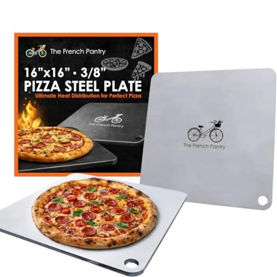 

16" x 16" Pizza Steel 3/8" Deluxe Thickness Baking Steel for Homemade Pizza and More Multipurpose Cooking Steel for Ovens and G