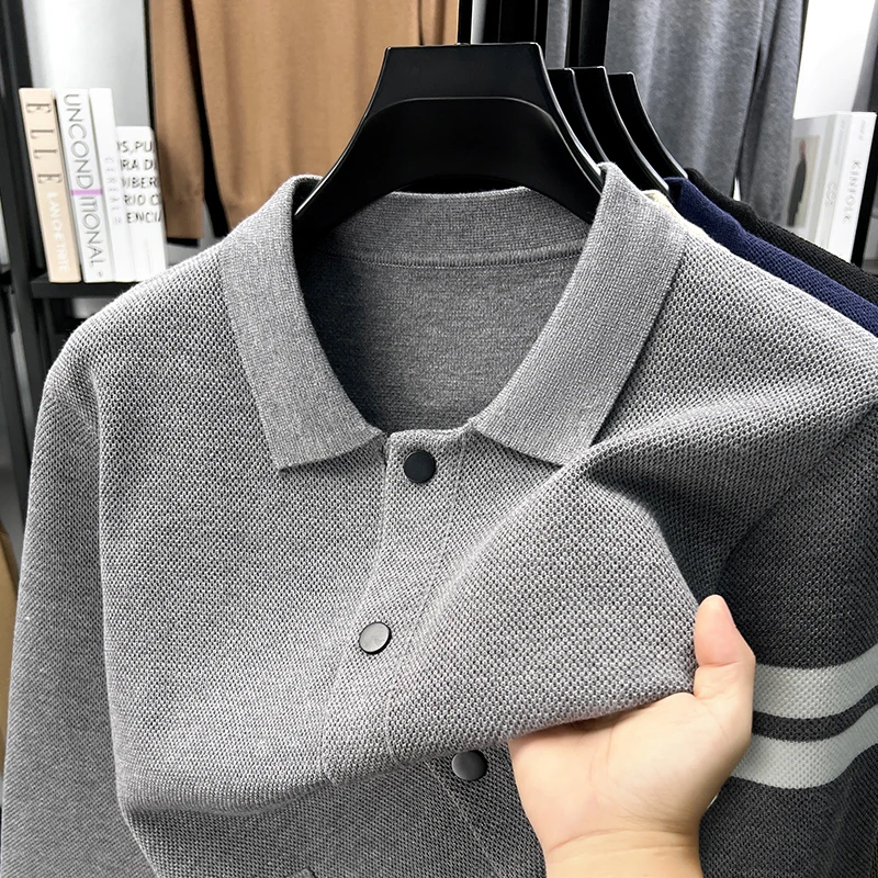 

Autumn Winter Men's Luxury Printed Lapel Sweater Cardigan Coat Designer Brand Fashion Korean New Thick Knitted Coat Men's Wear