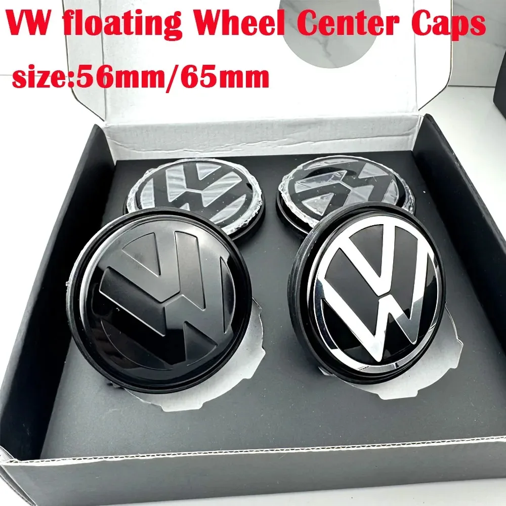 Lot de 4 enjoliveurs de moyeu de roue flottants pour voiture, 56mm 65mm, pour VW Polo Golf 4 5 6 7 Touran Passat B5 B6 B7, accessoires