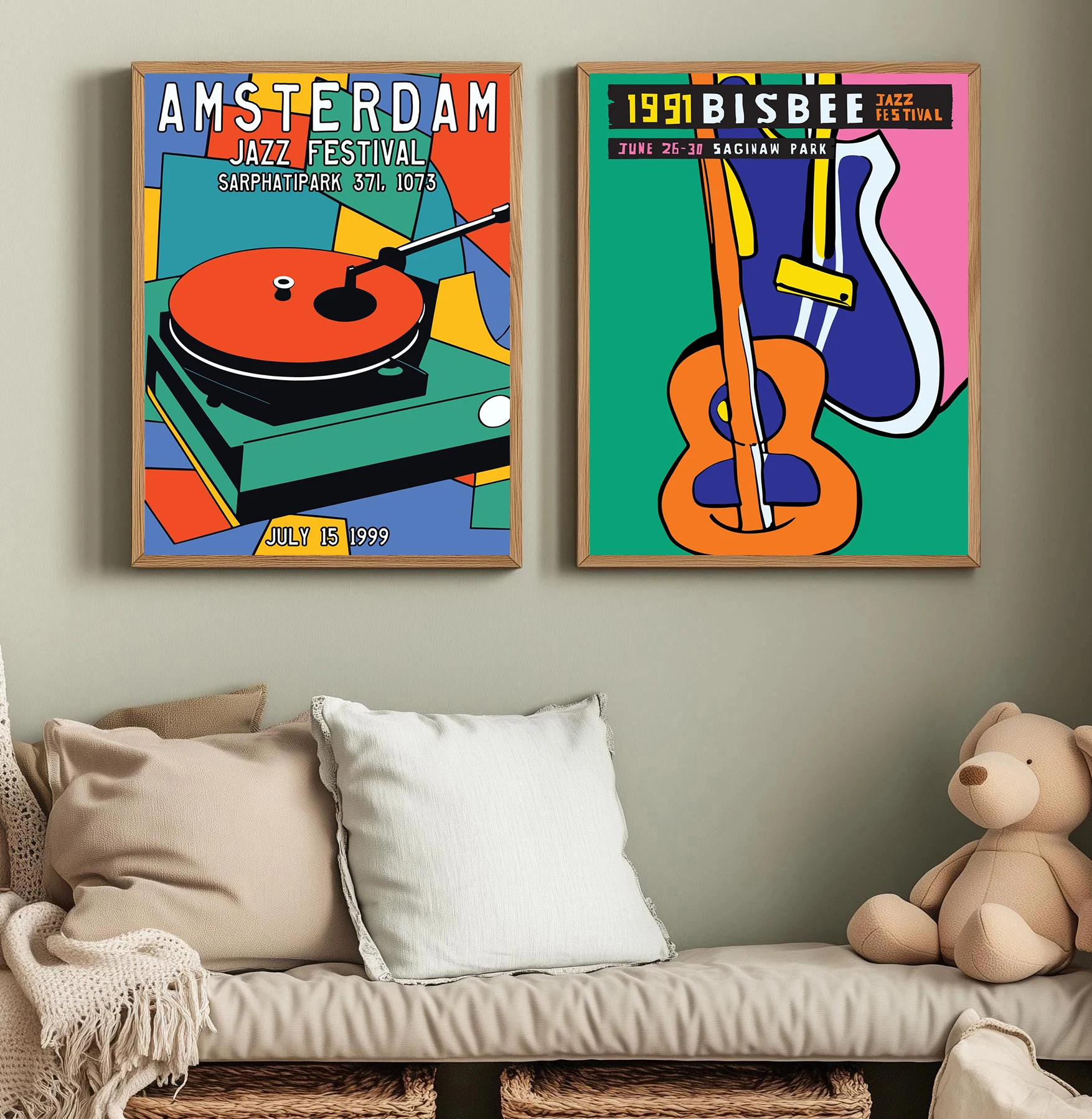 Vintage Jazz Posters Montreux Jazz Festival Gramophone Black Cat Canvas Painting Nordic Wall Art For Living Room Home Decor