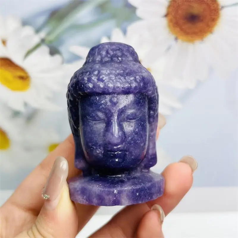 

Натуральная фиолетовая слюдяная бусина Будды, резьба, статуя, орнамент, Рейки, камень, ремесла, украшение для дома, подарки, 1 шт.