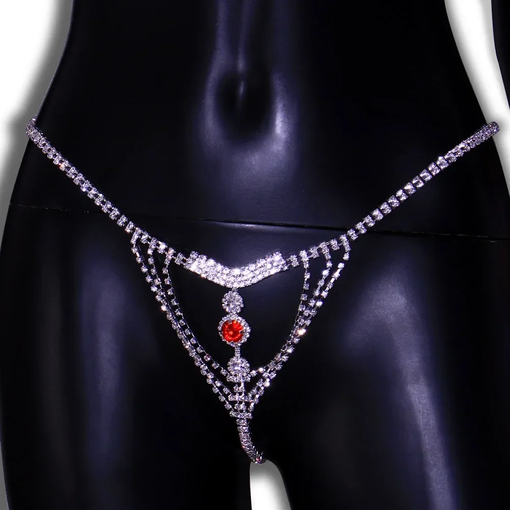 Biancheria intima sexy con strass Perizoma Mutandine Catena per il corpo in cristallo Gioielli Bikini Catena per il corpo in vita in cristallo per regali da donna