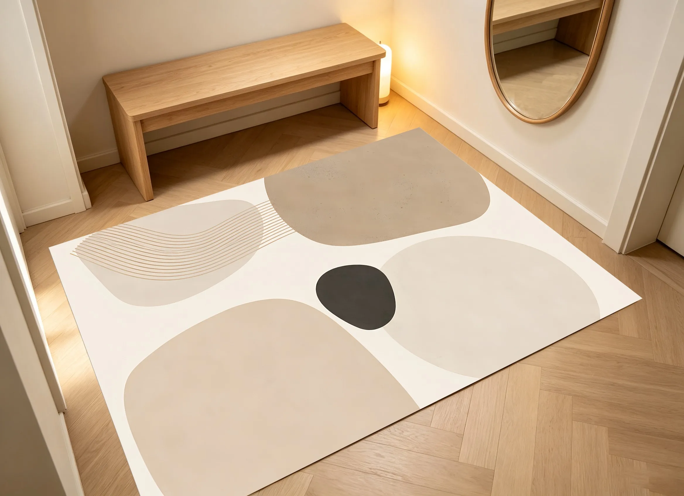Velvet Rug Morandi Abstract Geometric Color Block Nordic Cream Style for Living Room Bedroom Decor
