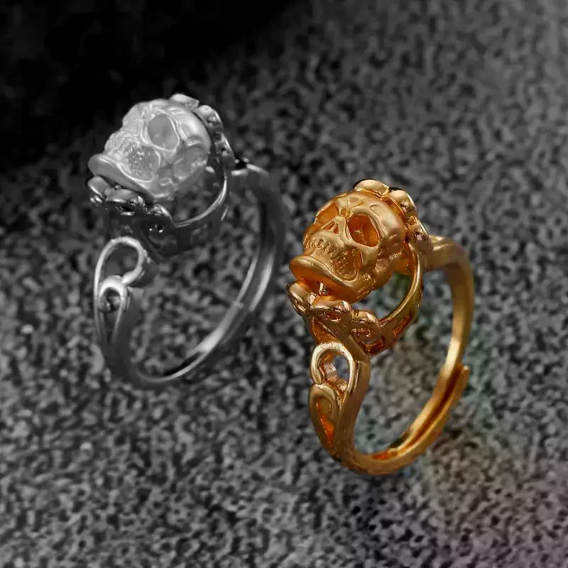 Dark Style Gothic Skull Ring Fashion Color Blocked Punk Accessory 1Pcs for Cosplay Party Street Wear Birthday Gift