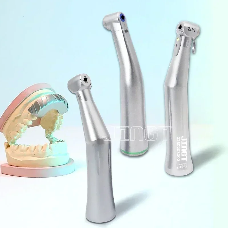 Dental Contra Angle Handpiece for Dental Implants 20:1 Ratio Single Water Spray, Cooling System, Normal/LED/Fiber Optic Lighting