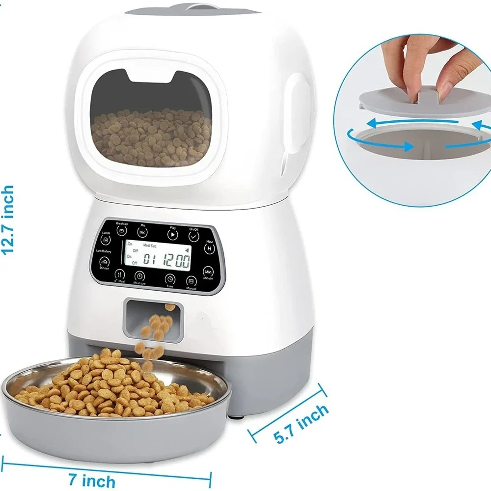 

Automatic Dog and Cat Feeder 3.5 Liters Dry Food Dispenser Plus 2L Water Feeder Suitable for Small and Medium Pet Smart Feeders