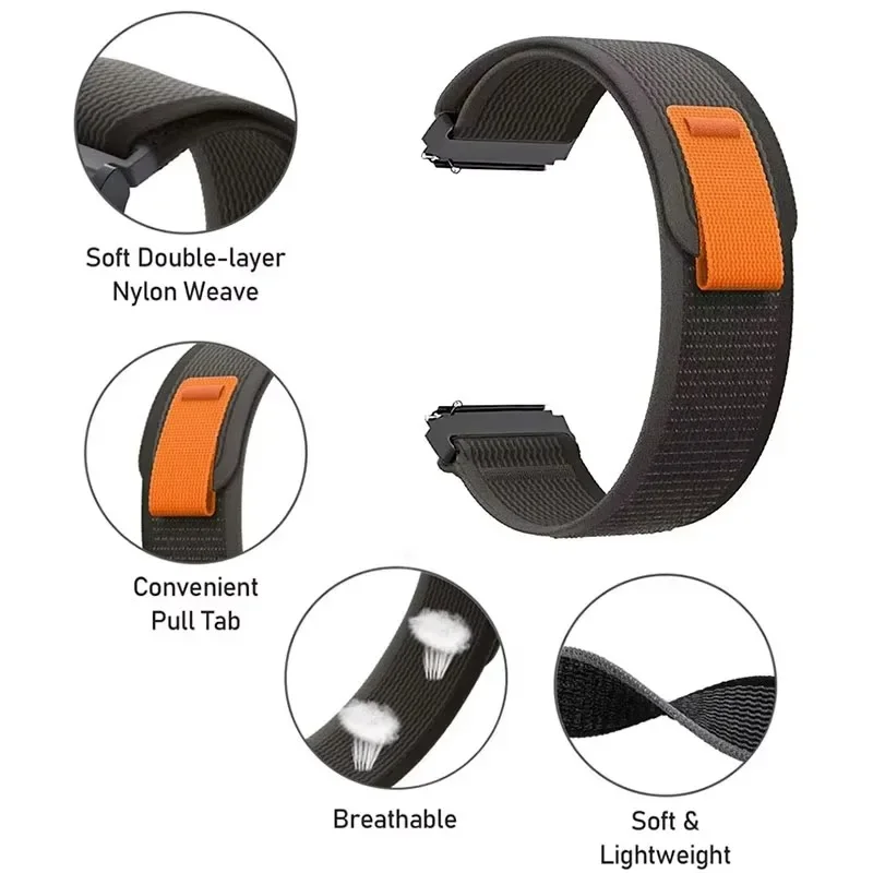 20mm 22mm Trail Nylon Loop Strap for Xiaomi Watch 5 S5 S4 Bracelet Oneplus Watch Lite 3 2 OPPO Watch S X3-2 Realme 5 S Wristband