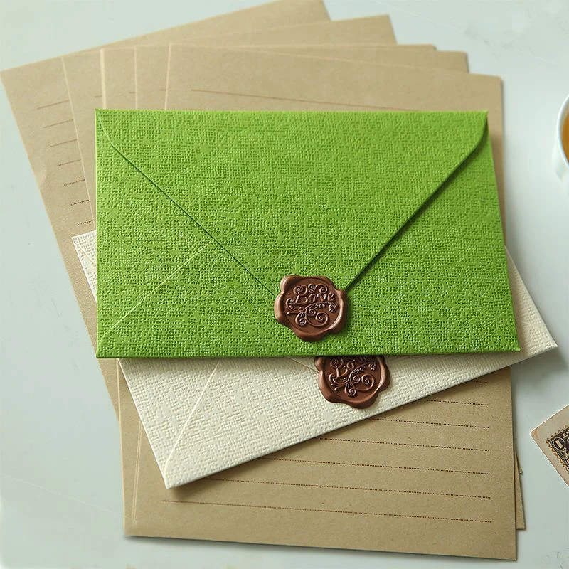 

10pcs/lot Green Envelope Natural Style 250g Paper Small Business Supplies Envelopes for Wedding Invitations Postcards Stationery