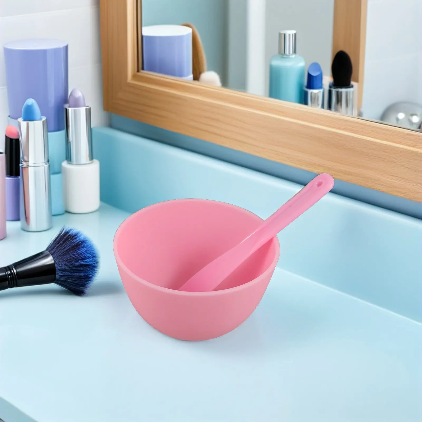 

1Set Silicone Facial Mask Bowl Set with Matching Stirring Rod DIY Facial Mask Mixing Tool for Home Salon Travel Easy Clean