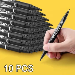 10 Pcs/set Twin Tip Colored Permanent Art Markers Pens Fine Point Waterproof Oily Black Ink Sketchbook Painting School Supplies