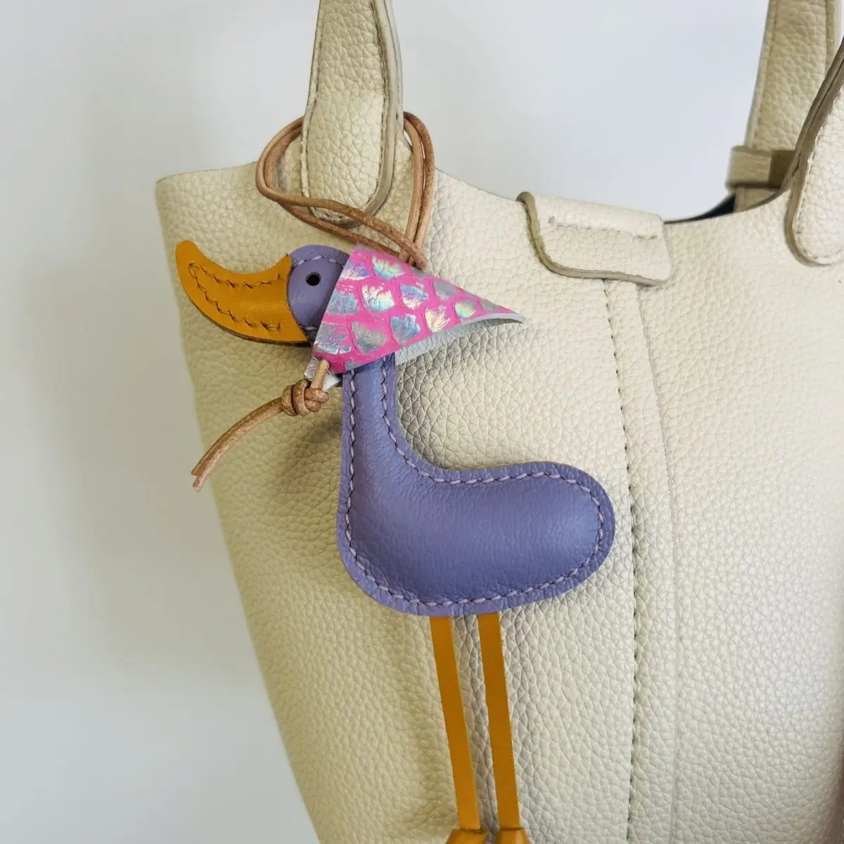 Handmade Leather Bag Accessories Colorful Scarf Duck Style Key Chain Decoration Hanging Accessories Interior Decoration
