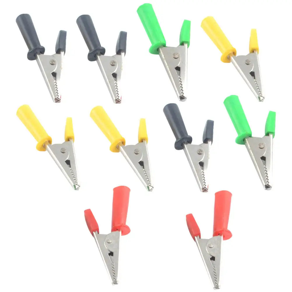 10Pcs Professional Crocodile Test Clamps Small Lightweight Sturdy Teeth Easy Quick Connect Alligator Clips for Electricity