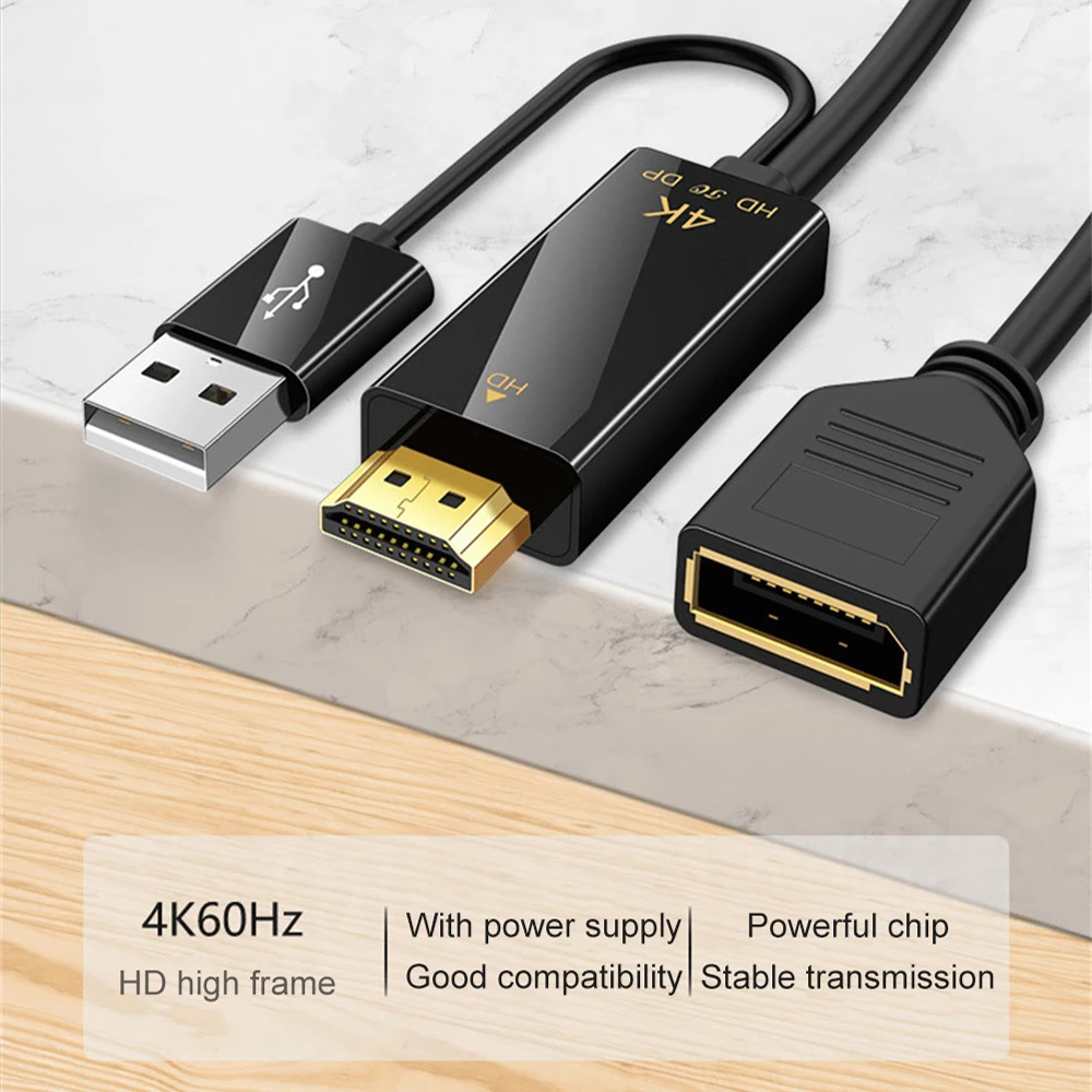 1/2/4PCS HDMI-compatible To Displayport Converter Cable 4K 60HZ to Female Male Display Port Adapter for PS5 TV Box To